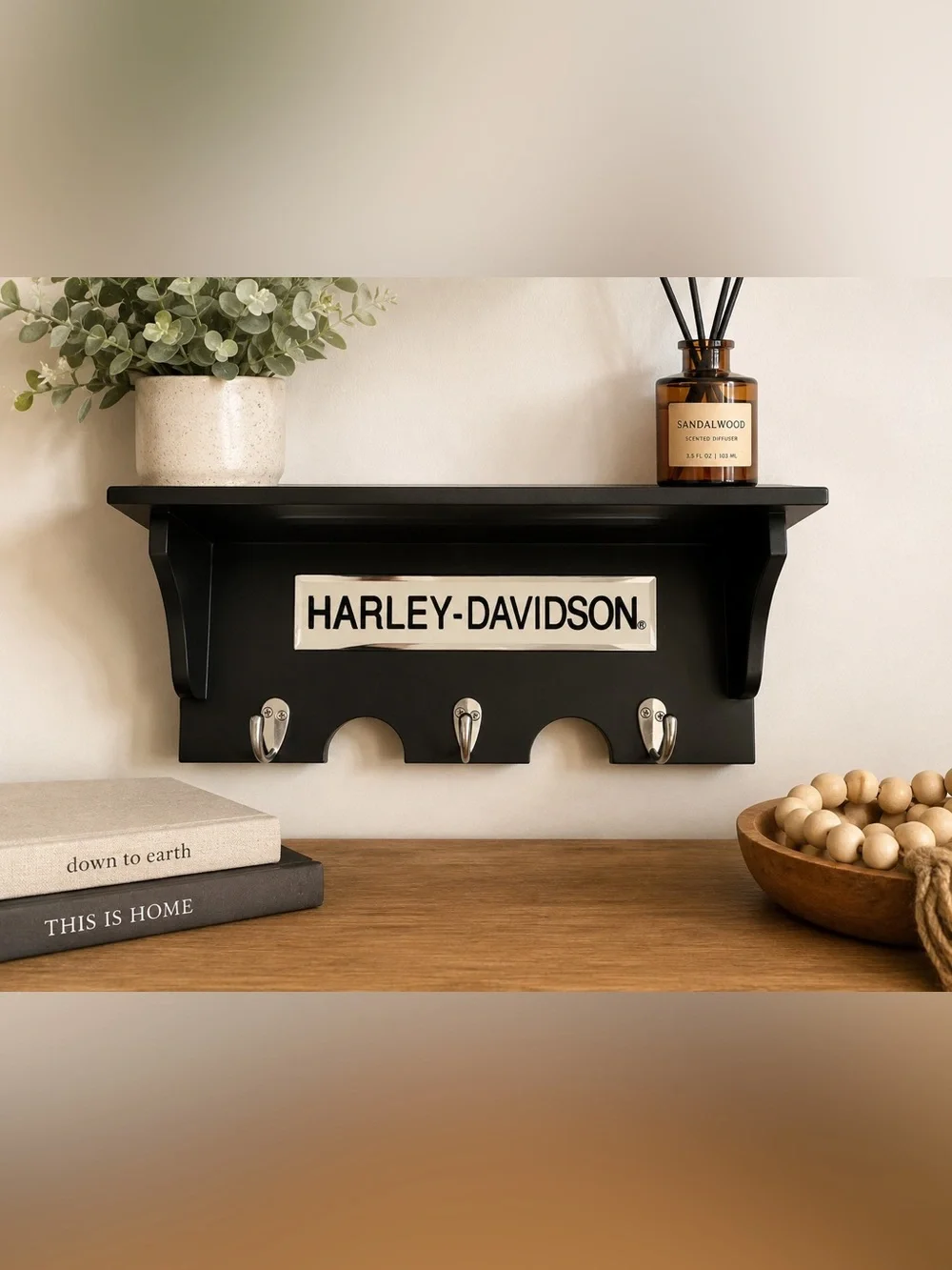 Harley-Davidson Wall Shelf Key Rack Hook Organizer